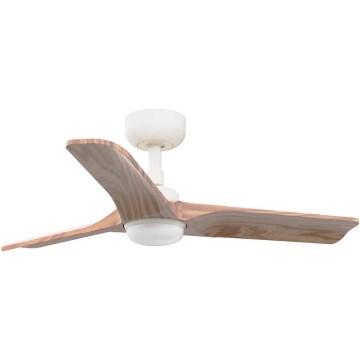 FARO 33805WT-1TW - LED затемнюваний стельовий вентилятор HEYWOOD S LED/10 Вт/230 В 2700/3000/4000 К дерев'яний/білий, діаметр 90 см Wi‑Fi Tuya + пульт дистанційного керування