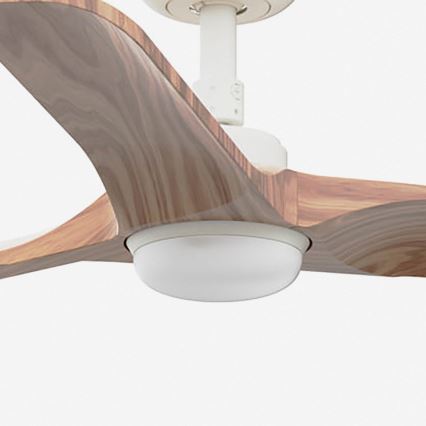 FARO 33805WT-1TW - LED затемнюваний стельовий вентилятор HEYWOOD S LED/10 Вт/230 В 2700/3000/4000 К дерев'яний/білий, діаметр 90 см Wi‑Fi Tuya + пульт дистанційного керування
