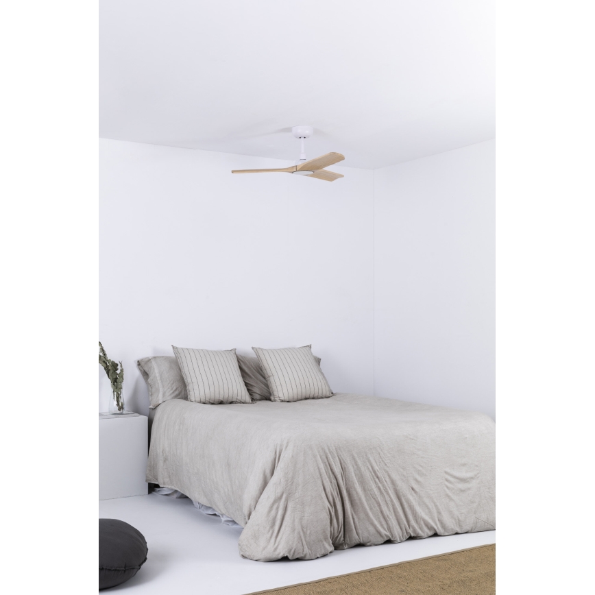 FARO 33805WT - Стельовий вентилятор HEYWOOD S дерево/білий діаметр 90 см Wi-Fi Tuya + пульт дистанційного керування