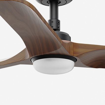 FARO 33806-1TW - Светодиодный диммируемый потолочный вентилятор HEYWOOD S LED/10Вт/230В 2700/3000/4000K дерево/чёрный диам. 90 см + пульт дистанционного управления