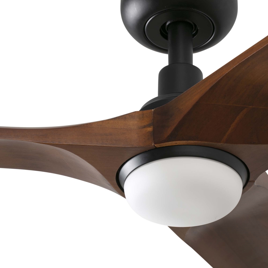 FARO 33806WT-1TW - Светодиодный потолочный вентилятор с регулированием яркости HEYWOOD S LED/10W/230V 2700/4000/6000K дерево/черный диаметр 90 см Wi-Fi Tuya + дистанционное управление