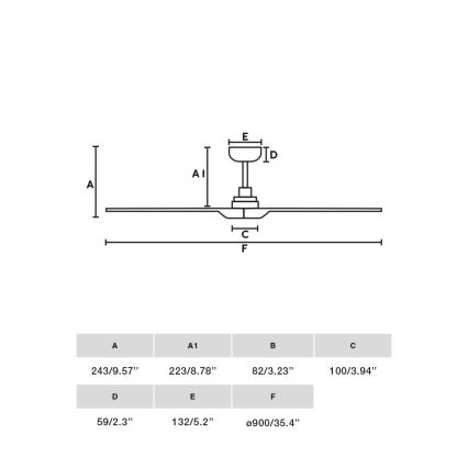 FARO 33806WT - Потолочный вентилятор HEYWOOD S дерево/черный, диаметр 90 см, Wi-Fi Tuya + дистанционное управление