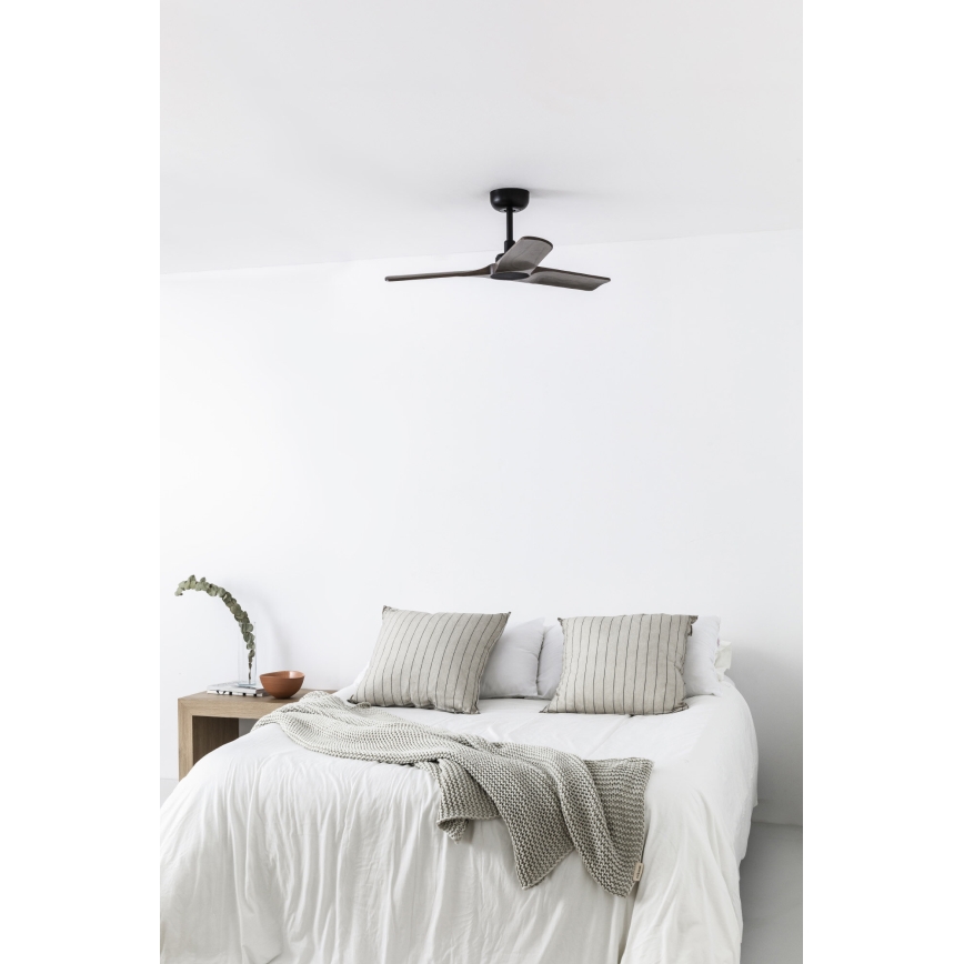 FARO 33806WT - Потолочный вентилятор HEYWOOD S дерево/черный диаметр 90 см Wi-Fi Tuya + дистанционное управление