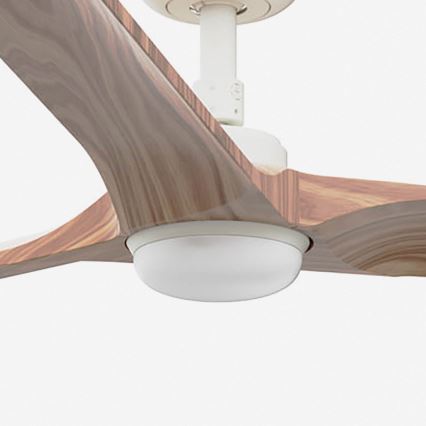 FARO 33810-1TW - Світлодіодний стельовий вентилятор з регулюванням яскравості HEYWOOD L LED/10W/230V 2700/4000/6000K дерево/білий діаметр 132 см + пульт дистанційного керування