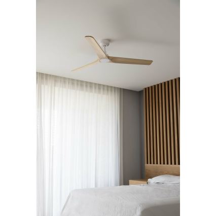 FARO 33810WT - Потолочный вентилятор HEYWOOD L дерево/белый диаметр 132 см Wi-Fi Tuya + дистанционное управление