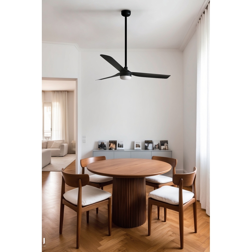 FARO 33815WT-21 - Світлодіодний стельовий вентилятор з регулюванням яскравості PUNT M LED/18W/230V 3000/4200/6500K чорний діаметр 132 см Wi-Fi Tuya + пульт дистанційного керування