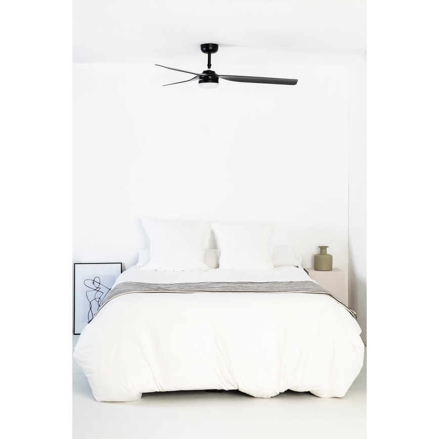 FARO 33815WT1S - LED Диммируемый потолочный вентилятор PUNT M LED/18 Вт/230 В 2700/3000/4000 К диаметр 132 см черный Wi-Fi Tuya + пульт дистанционного управления