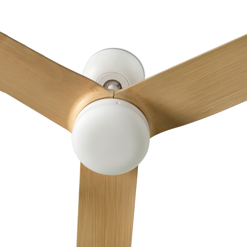 FARO 33816WT-20 - Світлодіодний стельовий вентилятор з регулюванням яскравості PUNT M LED/18W/230V коричневий/білий діаметр 132 см Wi-Fi Tuya + пульт дистанційного керування