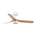 FARO 33821WT-1TW - Світлодіодний стельовий вентилятор з регулюванням яскравості MINI PUNT S LED/10W/230V 2700/4000/6000K коричневий/білий діаметр 90 см Wi-Fi Tuya + пульт дистанційного керування