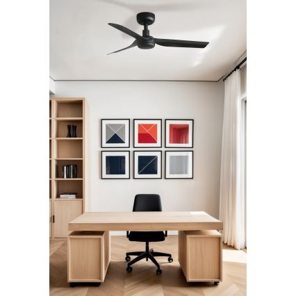 FARO 33822WT - Стельовий вентилятор MINI PUNT S чорний діаметр 90 см Wi-Fi Tuya + пульт дистанційного керування