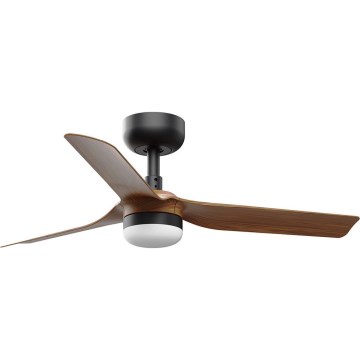 FARO 33823WT-1TW - Светодиодный потолочный вентилятор с регулированием яркости MINI PUNT S LED/10W/230V 2700/4000/6000K коричневый/черный диаметр 90 см Wi-Fi Tuya + дистанционное управление