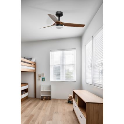 FARO 33823WT-1TW - Светодиодный потолочный вентилятор с регулированием яркости MINI PUNT S LED/10W/230V 2700/4000/6000K коричневый/черный диаметр 90 см Wi-Fi Tuya + дистанционное управление