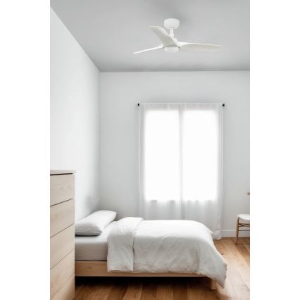 FARO 33824WT-1TW - LED Стельовий вентилятор з регулюванням яскравості HEY S LED/10W/230V 2700/4000/6000K білий діаметр 90 см Wi-Fi Tuya + пульт дистанційного керування