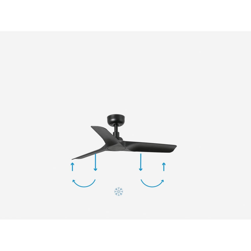 FARO 33825WP - Потолочный вентилятор HEY S черный, диаметр 90 см SMART + дистанционное управление