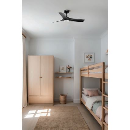 FARO 33825WT-1TW - LED Стельовий вентилятор з регулюванням яскравості HEY S LED/10W/230V 2700/4000/6000K чорний діаметр 90 см Wi-Fi Tuya + пульт дистанційного керування