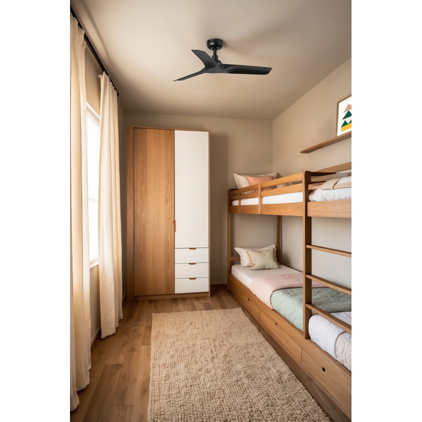 FARO 33825WT - Потолочный вентилятор HEY S черный диаметр 90 см Wi-Fi Tuya + дистанционное управление