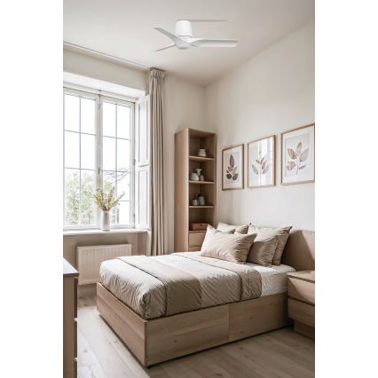 FARO 33826WT-1TW - Светодиодный потолочный вентилятор с регулированием яркости HEY TUB S LED/10W/230V 2700/4000/6000K белый диаметр 90 см Wi-Fi Tuya + дистанционное управление