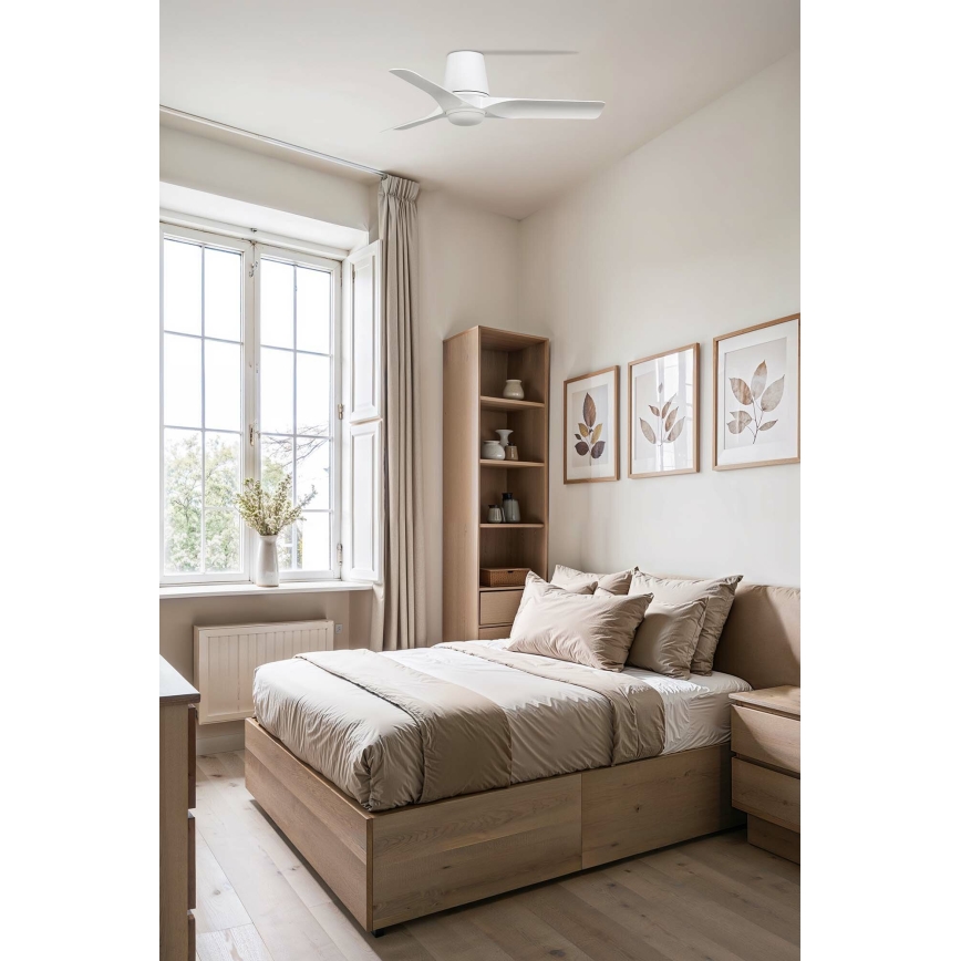FARO 33826WT-1TW - Светодиодный потолочный вентилятор с регулированием яркости HEY TUB S LED/10W/230V 2700/4000/6000K белый диаметр 90 см Wi-Fi Tuya + дистанционное управление