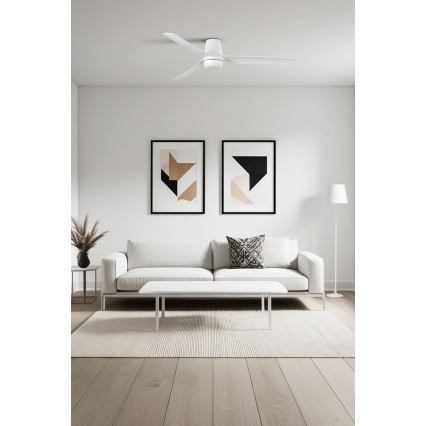 FARO 33828-1TW - Світлодіодний стельовий вентилятор з регулюванням яскравості PUNT TUB M LED/18W/230V 3000/4200/6500K діаметр 130 см білий + пульт дистанційного керування