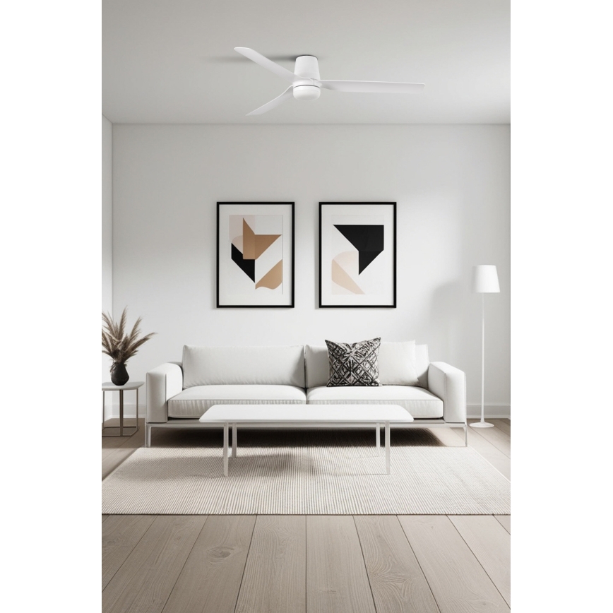 FARO 33828-1TW - Светодиодный потолочный вентилятор с регулированием яркости PUNT TUB M LED/18W/230V 3000/4200/6500K диаметр 130 см белый + дистанционное управление