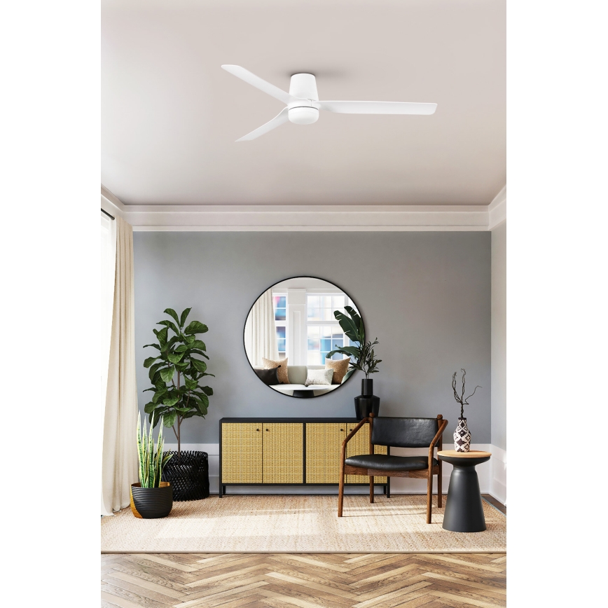 FARO 33828WT-1TW - Светодиодный потолочный вентилятор с регулированием яркости PUNT TUB M LED/18W/230V 3000/4200/6500K белый диаметр 132 см Wi-Fi Tuya + дистанционное управление