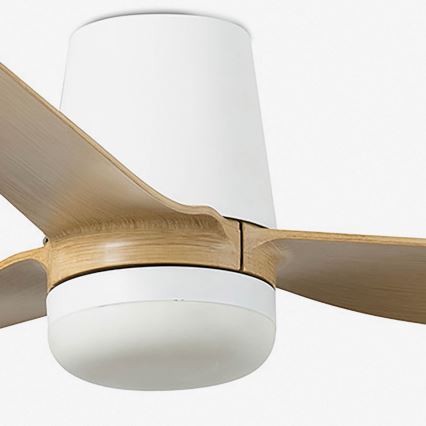 FARO 33829-1TW - Світлодіодний стельовий вентилятор з регулюванням яскравості PUNT TUB M LED/18W/230V 3000/4200/6500K діаметр 130 см білий/коричневий+ пульт дистанційного керування