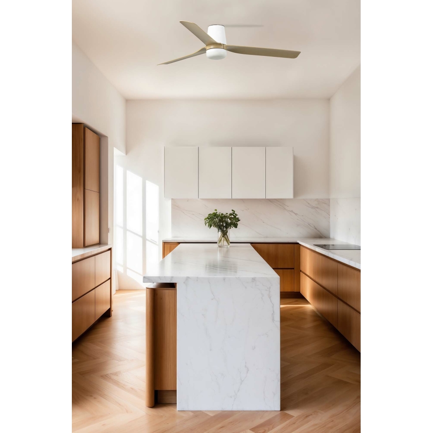 FARO 33829 - Потолочный вентилятор PUNT TUB M коричневый/белый диаметр 130 см + дистанционное управление