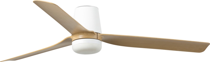 FARO 33829WT-1TW - Светодиодный потолочный вентилятор с регулированием яркости PUNT TUB M LED/18W/230V 3000/4200/6500K коричневый/белый диаметр 132 см Wi-Fi Tuya + дистанционное управление