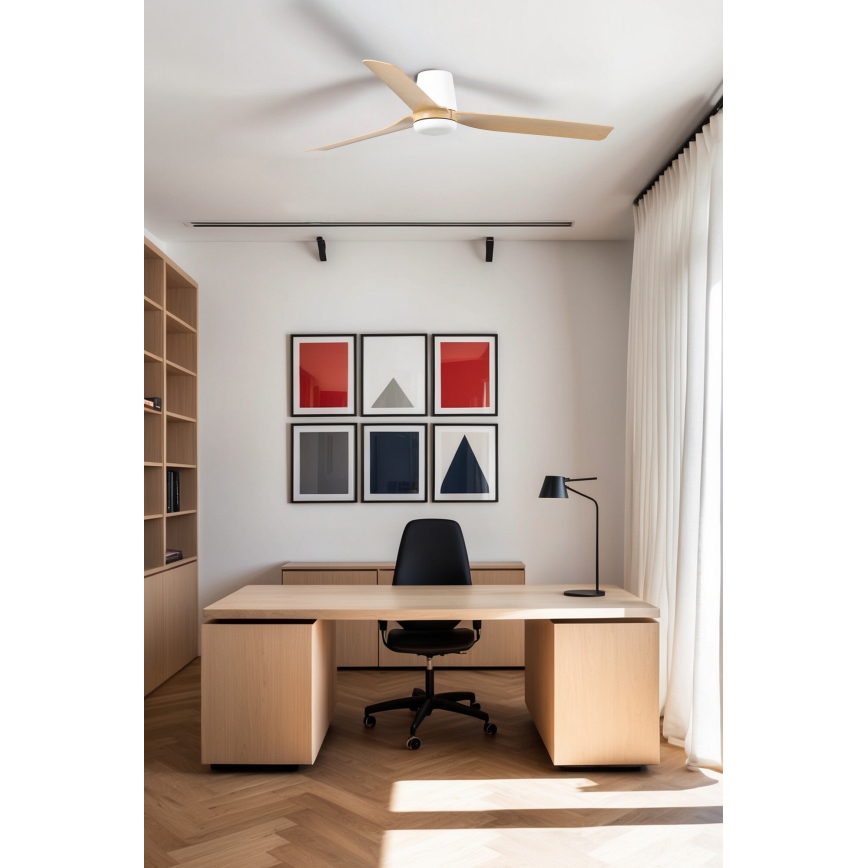 FARO 33829WT - Потолочный вентилятор PUNT TUB M коричневый/белый диаметр 132 см Wi-Fi Tuya + дистанционное управление