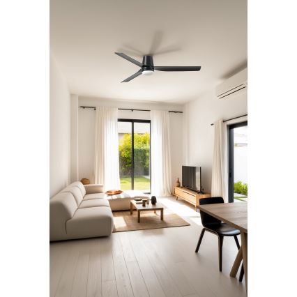 FARO 33830-1TW - Светодиодный потолочный вентилятор с регулированием яркости PUNT TUB M LED/18W/230V 3000/4200/6500K диаметр 130 см черный + дистанционное управление