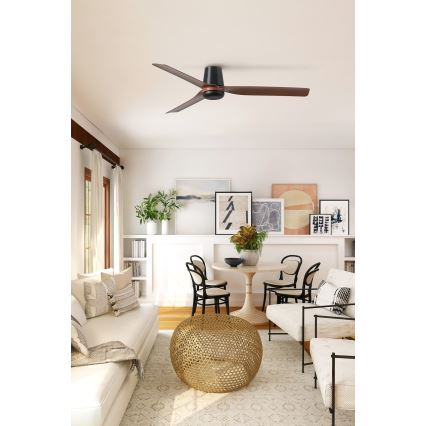 FARO 33831WT - Потолочный вентилятор PUNT TUB M коричневый/черный диаметр 132 см Wi-Fi Tuya + дистанционное управление