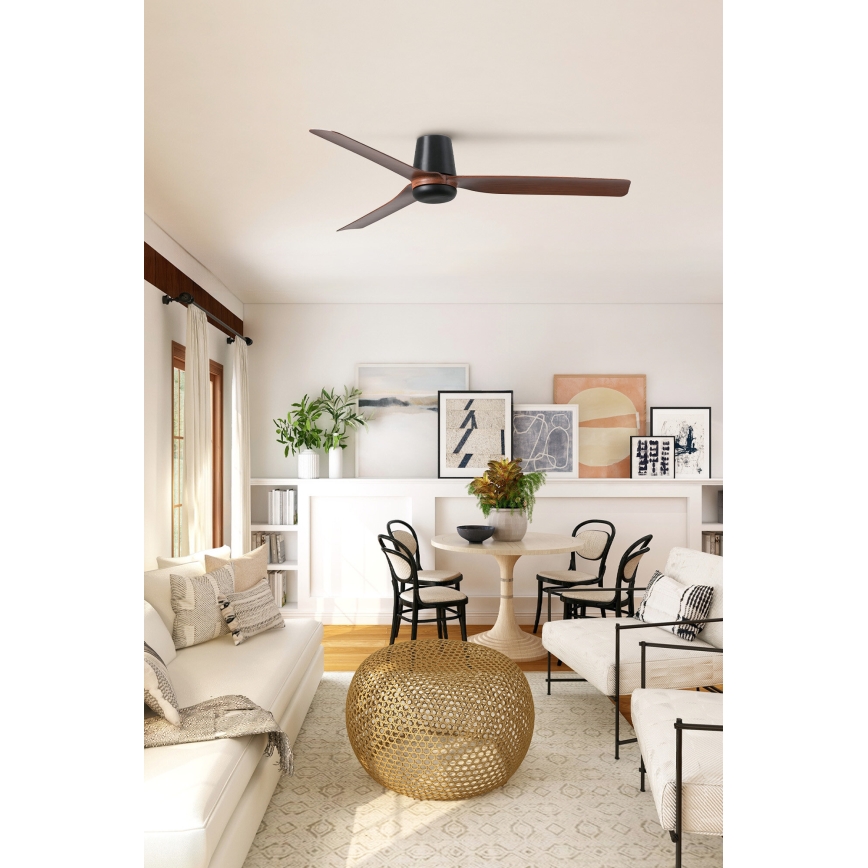 FARO 33831WT - Потолочный вентилятор PUNT TUB M коричневый/черный диаметр 132 см Wi-Fi Tuya + дистанционное управление