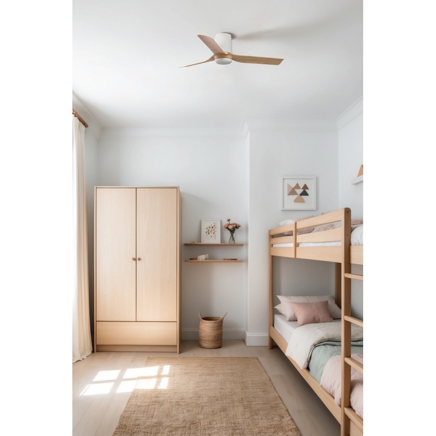 FARO 33833 - Стельовий вентилятор MINI PUNT TUB S коричневий/білий діаметр 90 см + пульт дистанційного керування