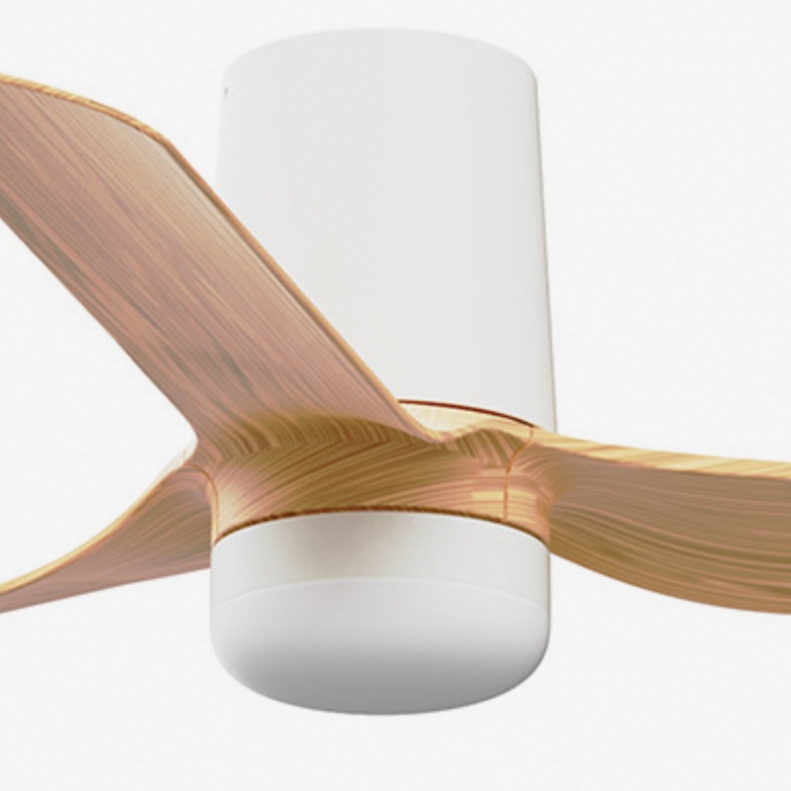 FARO 33833WT-1TW - Світлодіодний стельовий вентилятор з регулюванням яскравості MINI PUNT TUB S LED/10W/230V 2700/4000/6000K коричневий/білий діаметр 90 см Wi-Fi Tuya + пульт дистанційного керування