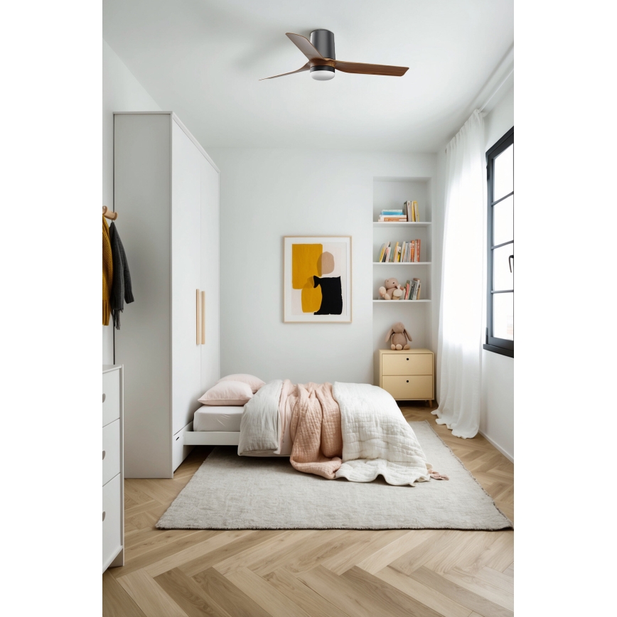 FARO 33835-1TW - Світлодіодний стельовий вентилятор з регулюванням яскравості MINI PUNT TUB S LED/10W/230V 2700/4000/6000K діаметр 90 см коричневий/чорний + пульт дистанційного керування