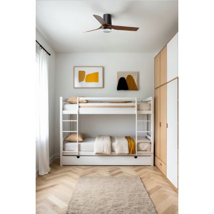 FARO 33835WT-1TW - Світлодіодний стельовий вентилятор з регулюванням яскравості MINI PUNT TUB S LED/10W/230V 2700/4000/6000K коричневий/чорний діаметр 90 см Wi-Fi Tuya + пульт дистанційного керування