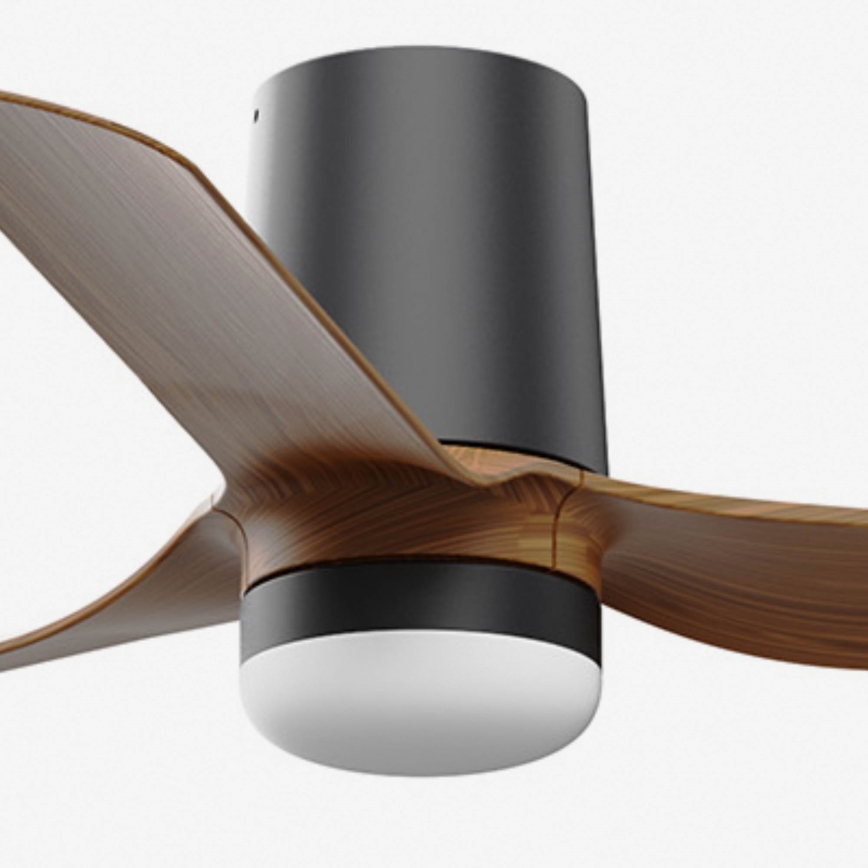 FARO 33835WT-1TW - Світлодіодний стельовий вентилятор з регулюванням яскравості MINI PUNT TUB S LED/10W/230V 2700/4000/6000K коричневий/чорний діаметр 90 см Wi-Fi Tuya + пульт дистанційного керування