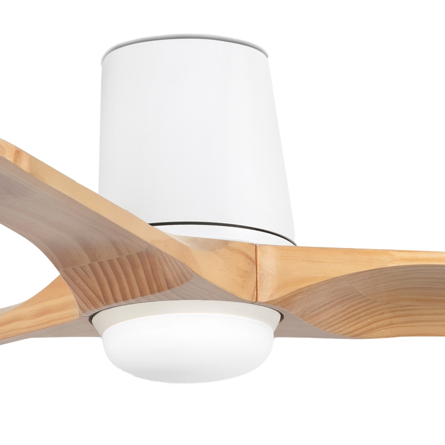 FARO 33836-1TW - стельовий вентилятор з LED HEYWOOD TUB S LED/10W/230V 2700/3000/4000K з регульованою яскравістю сосна/білий діаметр 90 см + дистанційне керування