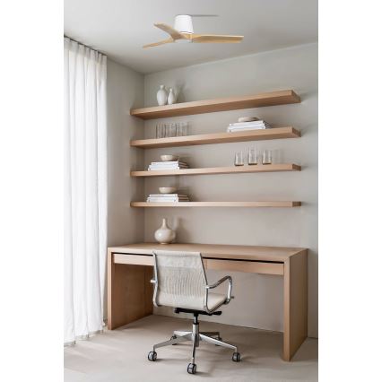 FARO 33836 - Потолочный вентилятор HEYWOOD TUB S сосна/белый диаметр 90 см + дистанционное управление