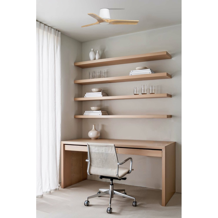 FARO 33836 - Потолочный вентилятор HEYWOOD TUB S сосна/белый диаметр 90 см + дистанционное управление