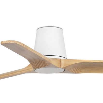 FARO 33836WT - Стельовий вентилятор HEYWOOD TUB S сосна/білий діаметр 90 см Wi-Fi Tuya + пульт дистанційного керування