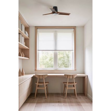 FARO 33837-1TW - Светодиодный потолочный вентилятор с регулированием яркости HEYWOOD TUB S LED/10W/230V 2700/4000/6000K сосна/черный диаметр 90 см + дистанционное управление