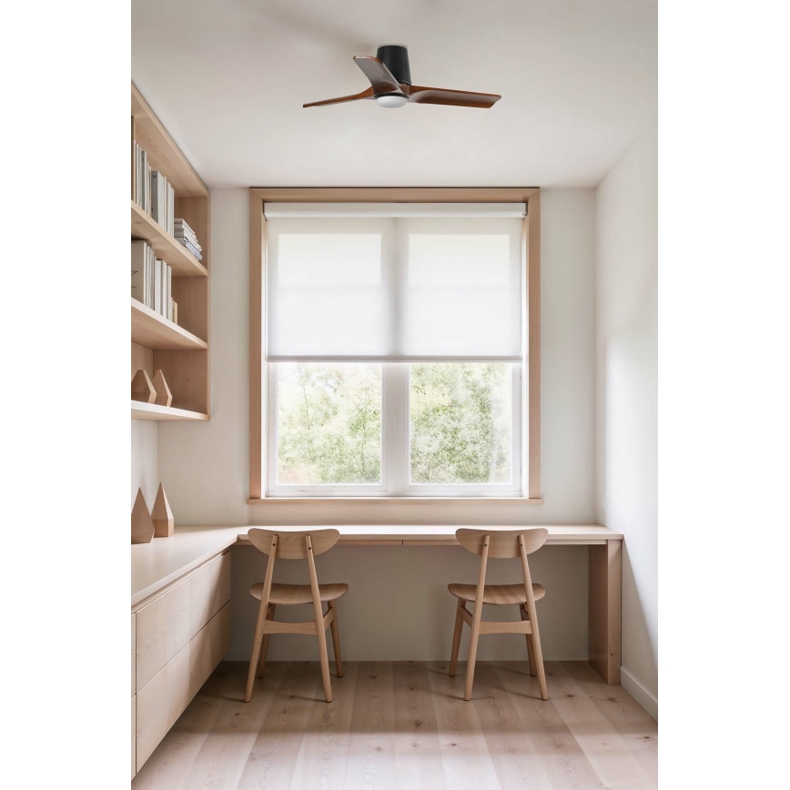 FARO 33837-1TW - Светодиодный потолочный вентилятор с регулированием яркости HEYWOOD TUB S LED/10W/230V 2700/4000/6000K сосна/черный диаметр 90 см + дистанционное управление