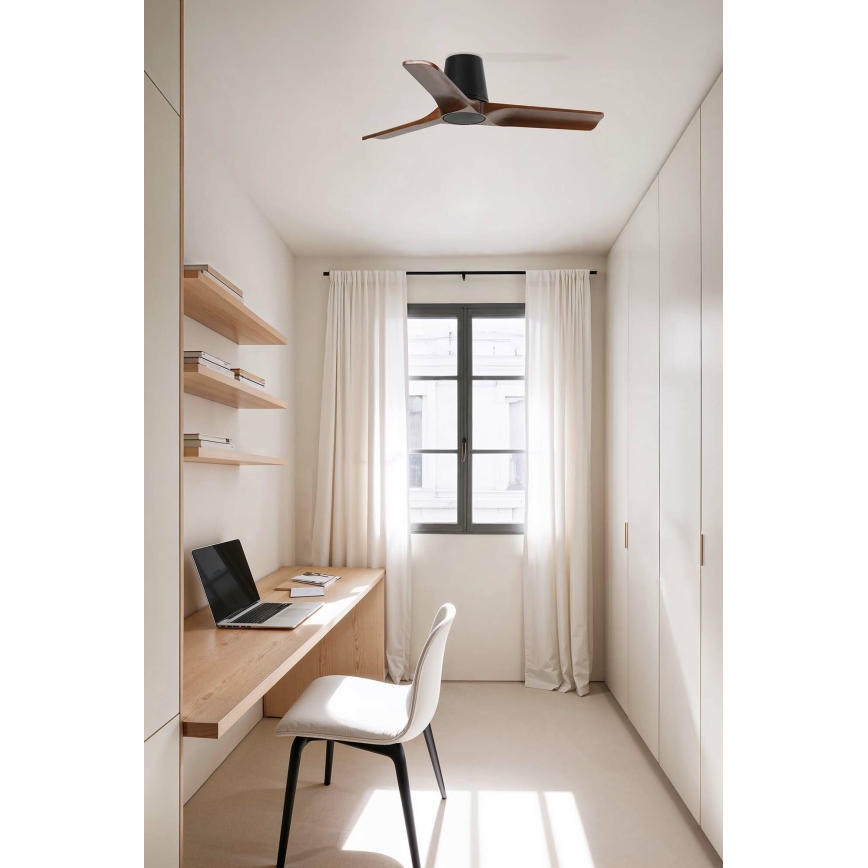 FARO 33837 - Потолочный вентилятор HEYWOOD TUB S сосна/черный диаметр 90 см + дистанционное управление