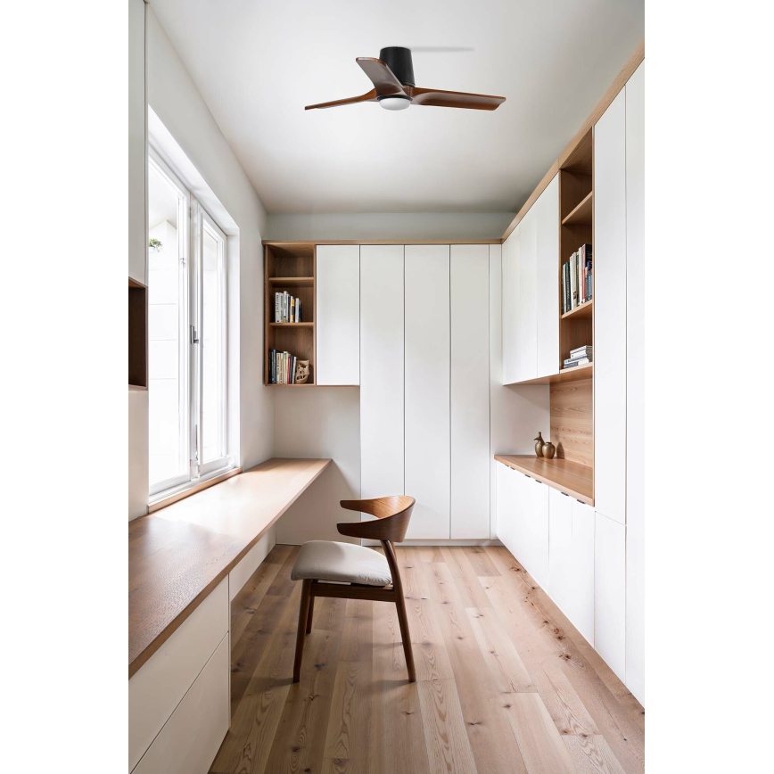 FARO 33837WT - Стельовий вентилятор HEYWOOD TUB S сосна/чорний діаметр 90 см Wi-Fi Tuya + пульт дистанційного керування