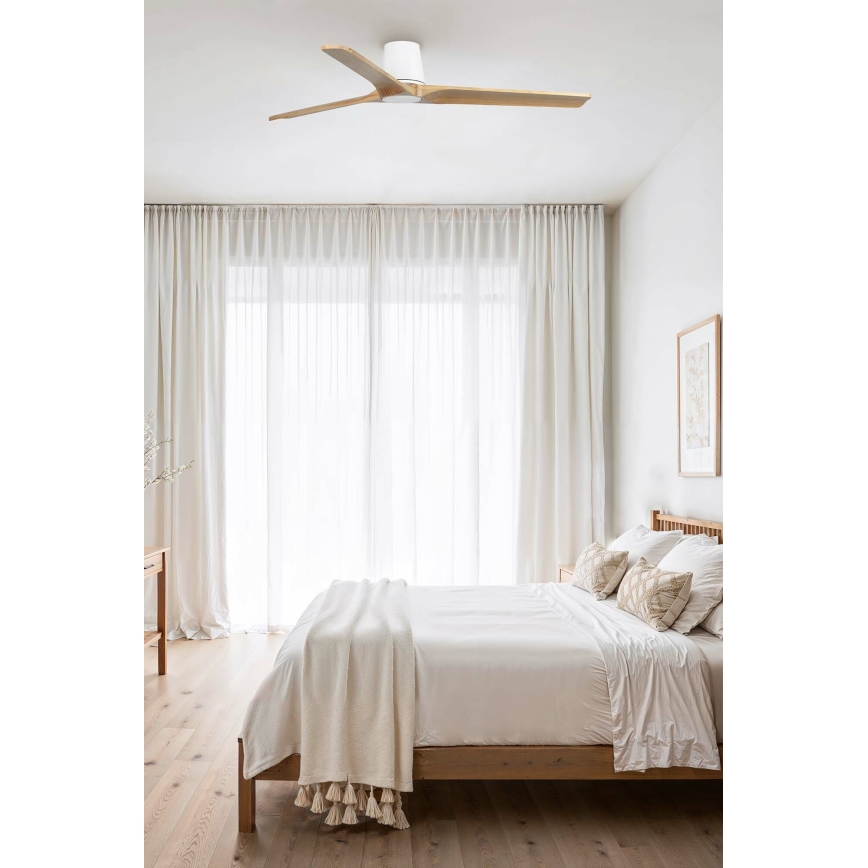 FARO 33838 - Стельовий вентилятор HEYWOOD TUB L сосна/білий діаметр 132 см + пульт дистанційного керування