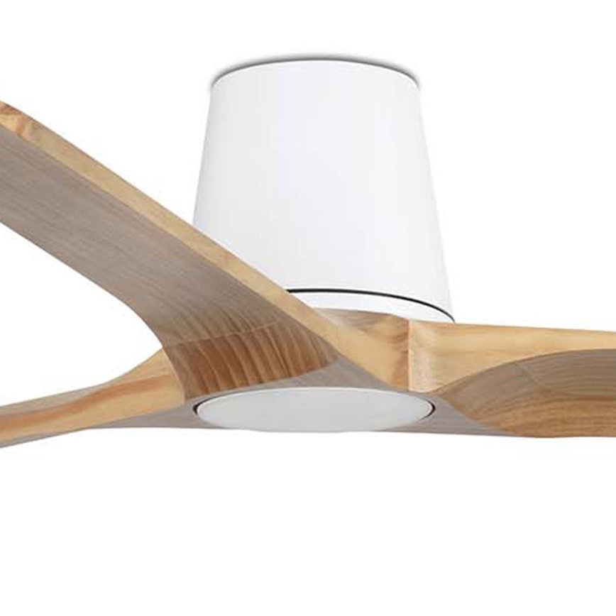FARO 33838WT - Стельовий вентилятор HEYWOOD TUB L сосна/білий діаметр 132 см Wi-Fi Tuya + пульт дистанційного керування