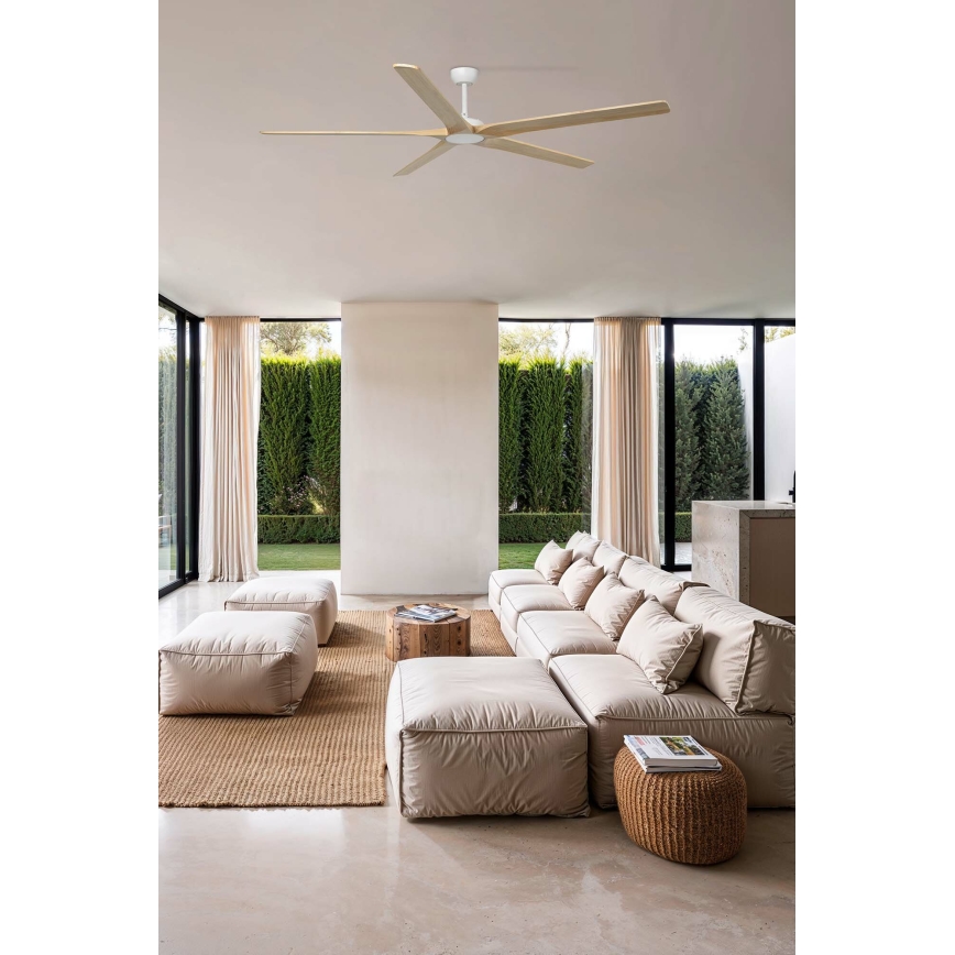 FARO 34191WT - Потолочный вентилятор BIGWOOD XL сосна/белый диаметр 200 см Wi-Fi Tuya + дистанционное управление