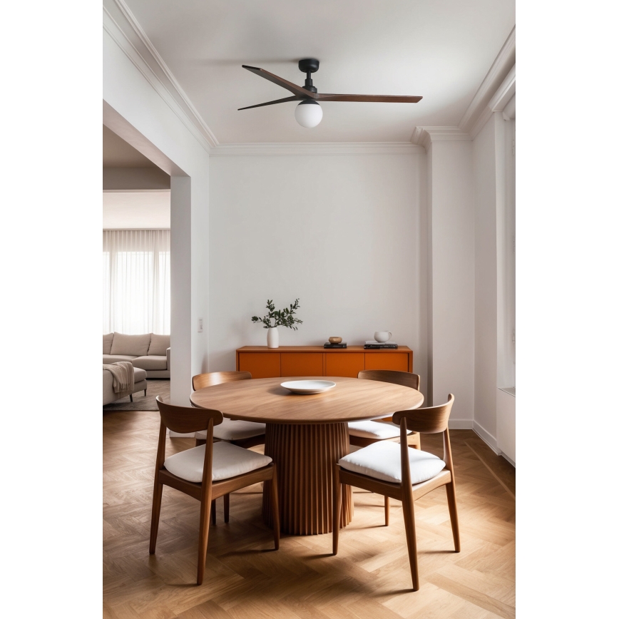 FARO 34276-11L - Потолочный вентилятор KLIM L 1xE27/15W/230V орех/черный диаметр 150 см + дистанционное управление