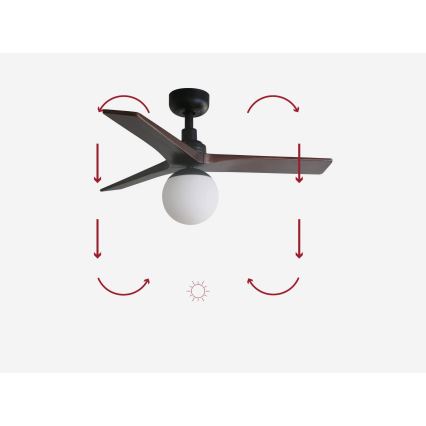 FARO 34278-11L - Потолочный вентилятор KLIM S 1xE27/15W/230V дерево/черный диаметр 92,5 см + дистанционное управление